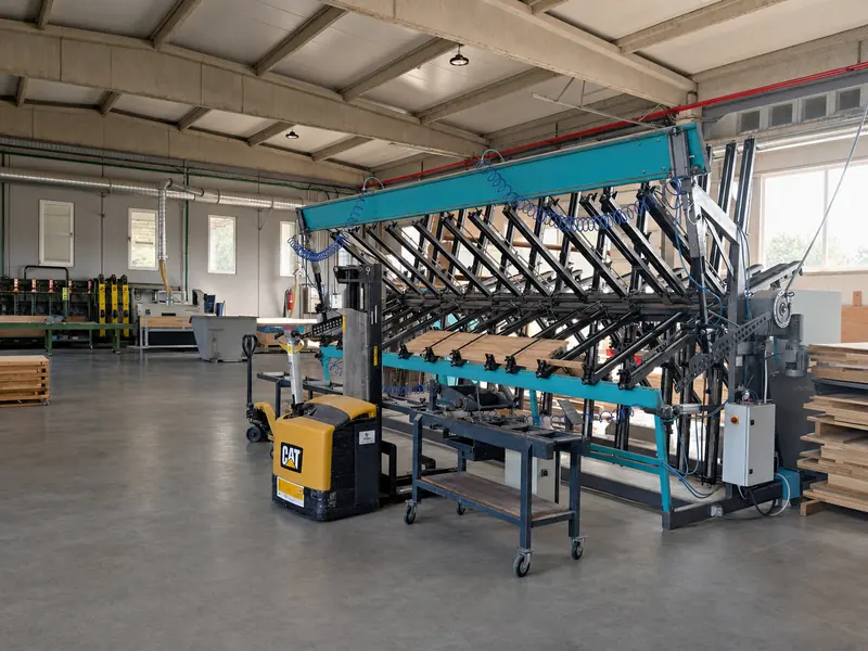 Industrial wood assembly press in the Pašinac factory