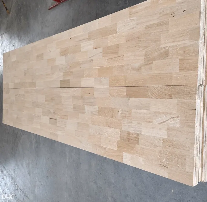 Top view of an edge-glued beech furniture panel